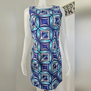 AGB Women's Sleeveless Geometric Floral Print Sheath Pencil Dress Size 8